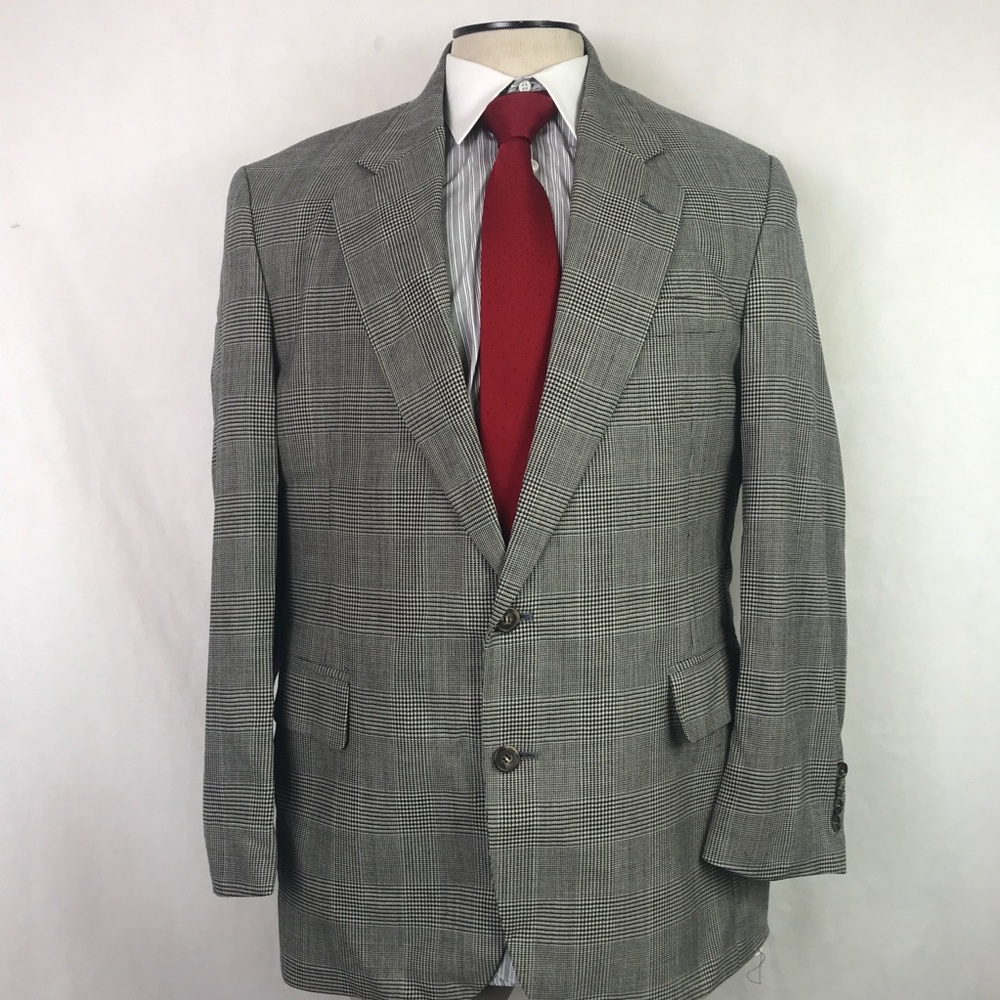 Jos A Bank 44R Glen Check Sport Coat Blazer